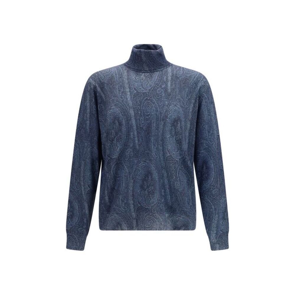 Etro Blue Silk Men's Turtleneck